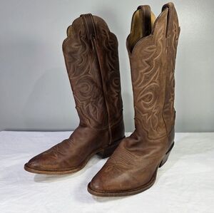 Justin Brown Leather Ebroidered Western Bent Rail Cowgirl Boots Desert Chic.9.5C